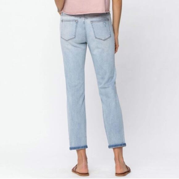 Judy Blue Distressed Blue Jeans Boyfriend Light Wash 15 32 14 Destroyed Ankle - Picture 3 of 15